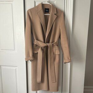 Theory Wrap Coat in Double-Face Wool-Cashmere in Palomino, size S